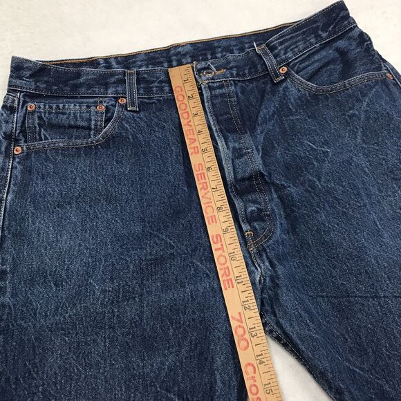 LEVIS 501 Jeans Men 36x28 (38/30 tag) Acid Fading Button Fly Denim Blue - Picture 11 of 15